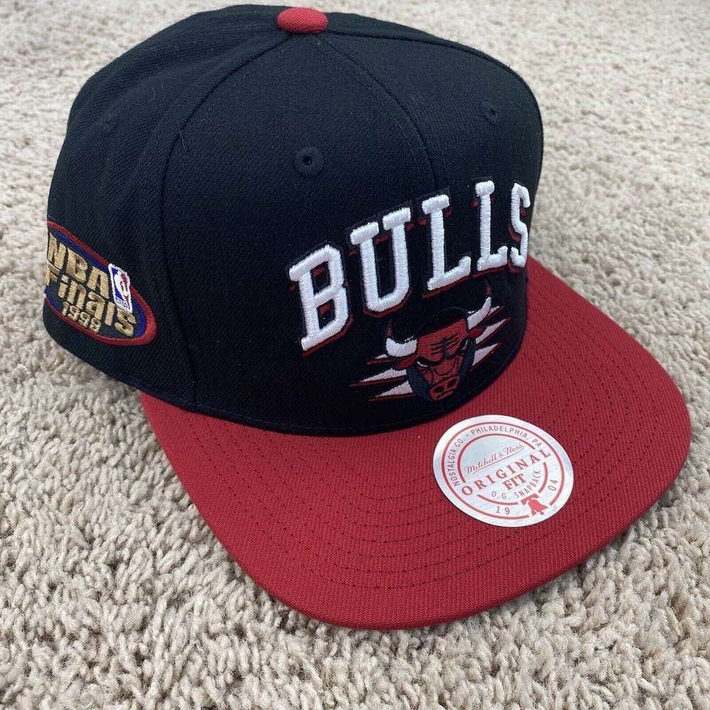 Chicago Bulls Hat Mitchell‎ & Ness Black Arch Block Snapback 1998 Finals Cap NWT